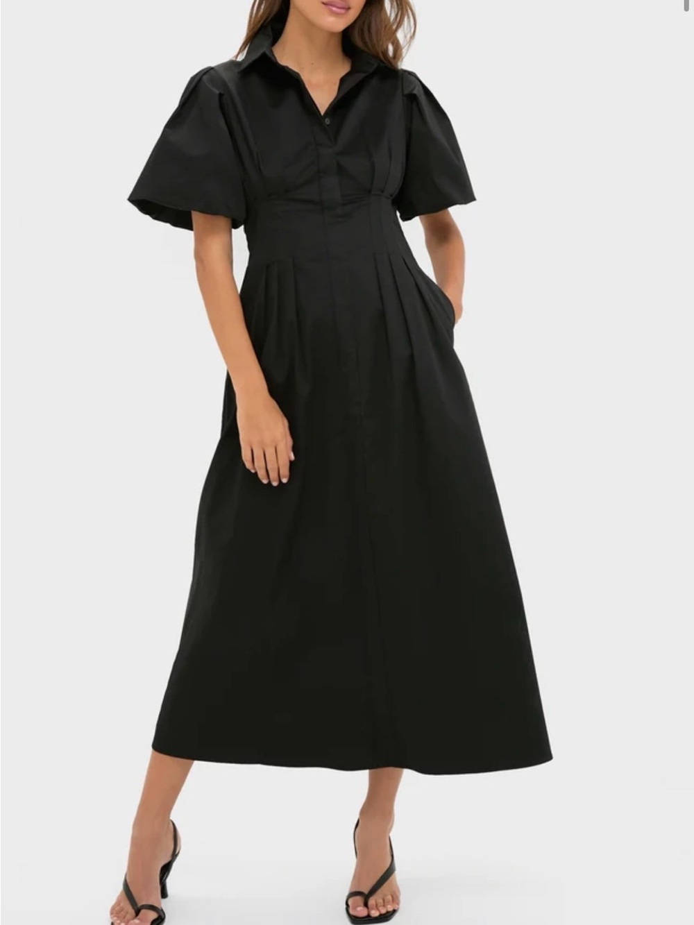 Tuckernuck Black Puff-Sleeve Maxi Shirt Dress